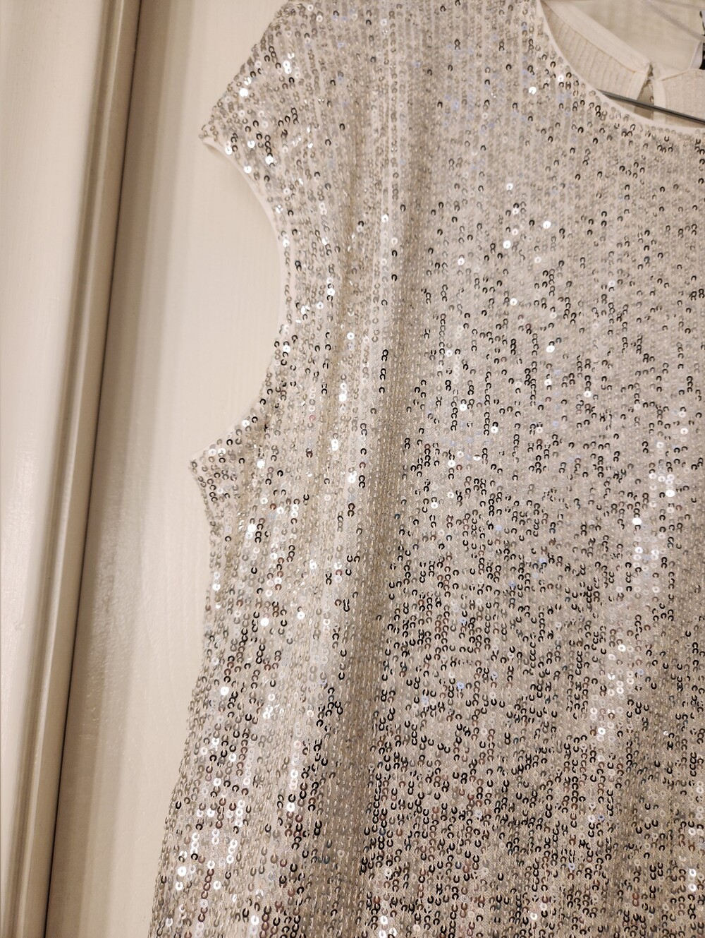 CeCe Silver Sequin Ruffle Top - Picture 2 of 12